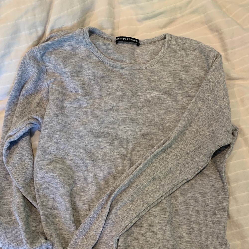 brandy melville light gray thermal top